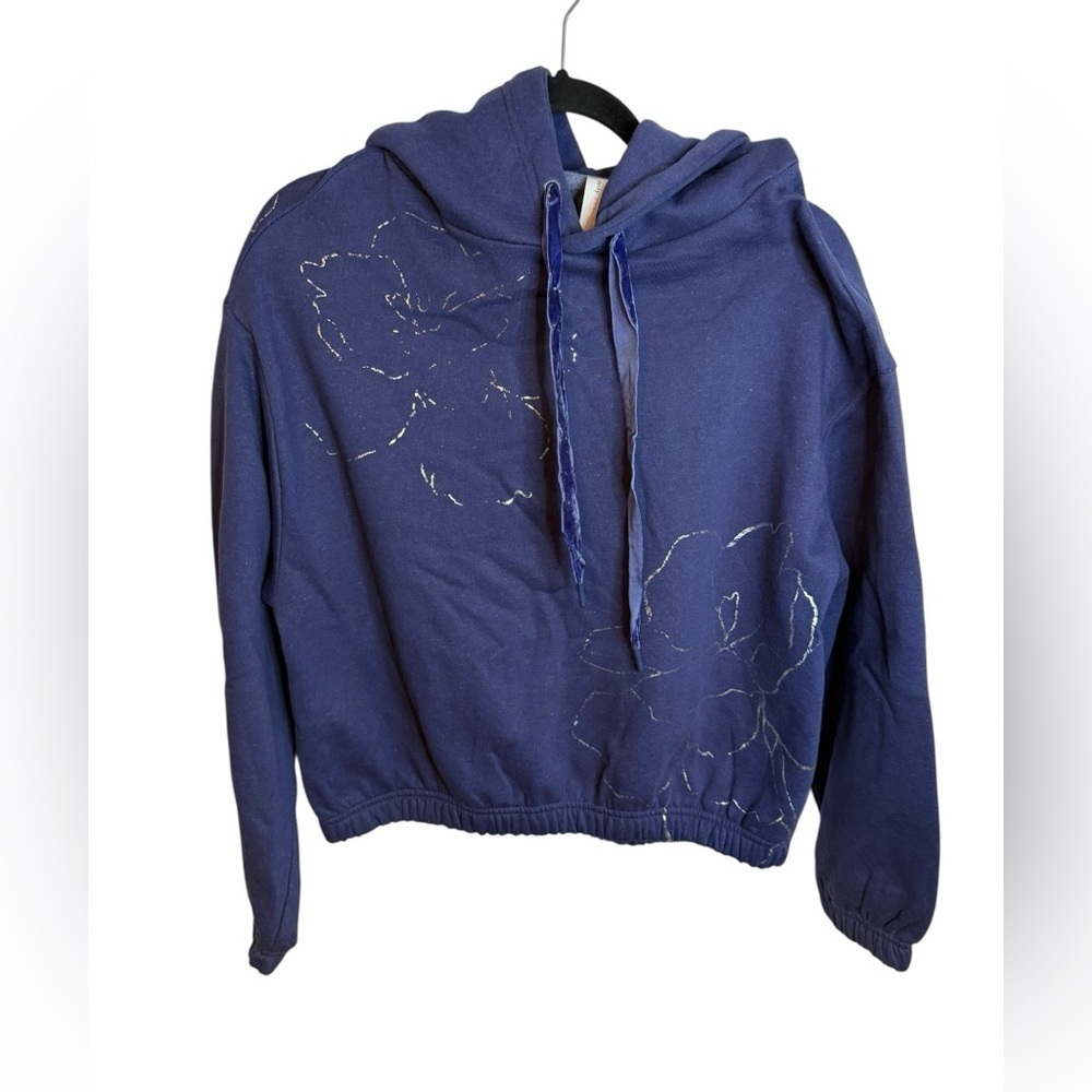 Nwt Anthropologie Daily Practice Floral Foiled Hoodie